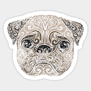 Swirly Pug Portrait (color) Sticker